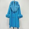 Kvinnors päls Real Wool Coat Winter Elegant Women's Jacket för damer 2023 Överrock Lång kvinna