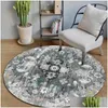 Carpets Retro Round Carpet For Living Room Big Ethnic Style Bedroom Area Rugs Computer Chair Anti Slip Rug Vintage Floral Floor Drop Dhskb