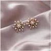 Stud Fashion Bijoux S925 Sier Needle Snow Boucles d'oreilles Perles Perles Grace Drop Livraison DHDQY