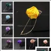 Pins Broschen Mischfarbe Männer Rose Blume Golden Leaf Mode Brosche Pin Anzug Revers Hochzeit Boutonniere Broschen Geschenk Schmuck Drop de Dhqrp