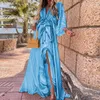 Kvinnors kläder hösten casual klänningar tryckt Mellanöstern Loose spetsar upp stort