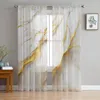 Curtain Marble Texture Gradient Sheer Curtains For Living Room Modern Bedroom Tulle Window Drapes Decor