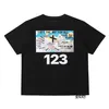 T-shirt da uomo Stampa di lettere 123 T-shirt in puro cotone T-shirt da strada casual a manica corta e allentata Beige nero