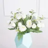 Decorative Flowers 28cm White Silk Lotus Artificial Bouquet 7 Fork Fake For Home Wedding Decoration Flower