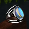 Wedding Rings Tibetan Silver Fashion Jewelry Femme Natural Moonstone Personalized For Women Bijoux Gift