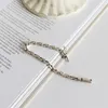 Link bransoletki łańcuch mężczyzn Vintage Sterling Srebrna moda unisex manualna biżuteria metalowy krzyż prosty starożytny 925 dla kobiet