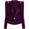 Damespakken 2023 Hoge kwaliteit Designer Blazer Women Single Button Satin Collar