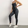 Ensembles actifs Ensemble de Yoga une pièce body sans couture combinaison femme Sexy dos nu taille haute Leggings vêtements de Sport femmes Fitness Sport