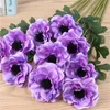 Decorative Objects Figurines 15pcs Lot Simulation Silk Single Head Anemone Flower Home Living Room Decoration Fake Flowers Wedding Party Background Props 230110