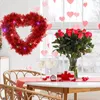 Flores decorativas 1m 10 LED Red Heart Door Front Wreaths Ornamentos de festa de coroa de grinaldas de pingentes de engajamento alimentado por um dia dos namorados Dia do dia dos namorados