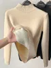 Women's Sweaters Vintage Turtleneck Winter Sweater Casual Knitted Pullovers Fashion Clothes Simple Fleece Lined Warm Knitwear Woman 230111