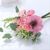 Decorative Flowers 38cm Blue Silk Peony Hydrangea Mix Artificial Bouquet Party Fake For Home Wedding Decoration Flower