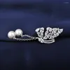 Stud Earrings GAOLA High Quality Butterfly Pearl Tassel Zircon Earring White Gold Color Luxury GLE5917Y