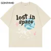 남성 T 셔츠 펑크 Tshirt Streetwear 힙합 해골 해골 편지 플래닛 프린트 고딕 락 하라주쿠 캐주얼 코튼 반소매상의 230111