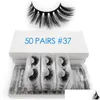 Pestañas postizas 50 pares al por mayor Mink Bk Fluffy 3D Lashes 100 Cruelty Natural Long Eyelash Extension Makeup Cilios Drop Delivery H Dh914