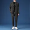 Herenpakken blazers mannelijke casual pak luxe jassen blazer set streetwear stijlvolle Koreaanse 2 stuks sets met broek za lente overjas broek 230111