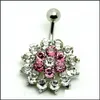 Navel Bell -knop Ringen Cross Heart Crown Fruit Flower Belly Ring Fashion Body Piercing sieraden 26 D3 Drop levering DHB5Q