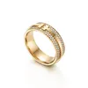 Anillos de diseño para mujeres Anillos Forma de T Diamantes Oro Plata Rosa Joyería de lujo para hombre Acero de titanio Chapado en oro Nunca se desvanece No All214f