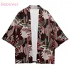 Roupas étnicas cardigãs de streetwear japonês homens harajuku haori kimono cosplay camisetas superiores yukata tao robe planta floral 6xl 5xl 4xl