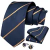 Bow Ties Gold Striped Navy Blue Men's Tie Silk Jacquard Cravat Business Wedding Party Neck Handduk Ring Gift för män dibangu