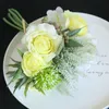 Decorative Flowers Silk Rose Peony Pink Flower Artificial Wedding Bridal Bouquets Handmade Country Supplies & Wreaths1