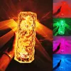 Bordslampor Multicolor Lamp Atmosphere Diamond Rose USB Desk nattljus Akryl Crystal Lighting Gift Bar Dekorativ sovrum Bedside