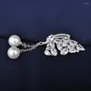Stud Earrings GAOLA High Quality Butterfly Pearl Tassel Zircon Earring White Gold Color Luxury GLE5917Y