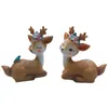 Décorations intérieures 1pc collection peinte à la main mignon cerf décoration de la maison fée jardin miniature figurines d'animaux de bureau cadeau d'anniversaire