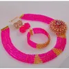 Naszyjnik Set Set Design African Style Fuchsia Pink Champagne Gold AB Kobiety i dziewczęta kryształowe koraliki na rocznicę 5C-SJ-07