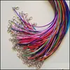 Cordon Fil En Gros 1.5Mm Cire En Cuir Collier Corde 45Cm Chaîne Homard Fermoir Diy Bijoux Accessoires 100 Pcs / Lot Mix Couleur Goutte Del Dhnis