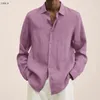 Mäns avslappnade skjortor lin för män kläder kemis homme camisas de hombre camisa masculina ropa blusas vintage roupas masculinas skjorta 230111