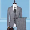 Men's Suits & Blazers M-4XL Wedding Suit Three-piece Plaid Fashion Jacket Casual Slim Business Banquet