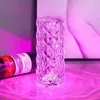 Table Lamps Acrylic Crystal Lamp 3/16 Colors Adjustable USB Rechargeable Desk Romantic Rose Reflection Light Room Decor