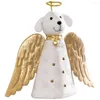 Décorations de Noël 11 pouces Golden Angel Dog Tree Topper Beaux ornements pour les cours Cafés Restaurants Bureaux 11x11x3.1in