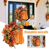 Fleurs décoratives Orange grande citrouille hortensia guirlande porte d'entrée suspendu ornement Halloween Thanksgiving décoration HANW88