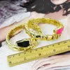 Bangle 3st Emalj Metal Gold Armband Mix Color Women Fashion 51427