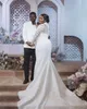 2023 Arabic Aso Ebi White Mermaid Wedding Dress Sheer Neck Lace Beaded Pearls Bridal Gowns Dresses ZJ708