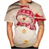 Koszulki męskie Unisex Snowman T-Shirt Fashion Christmas 3D Printing i damskie damskie korki z krótkim rękawem 230111