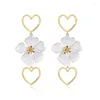 Dangle Earrings Europe And The United States Large Exaggerated Exquisite Love Enamel Flower Pendant Trend Ins