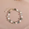 Strand Simple Style Natural Freshwater Pearls Green Ghost Crystal Beads Bracelets For Women Female Lucky Fashion Jewelry YBR298