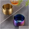 Ashtrays Stainless Steel Ashtray With High Windproof Titanium Plating Cone Round 5 Colors Cigarette S/M/L Drop Delivery Home Garden Dhtnz