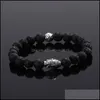 Bracelets de charme 8mm homens mulheres seriam lava stone natural rock vulcânica oração sortudo entrega de jóias dhajq