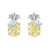 Boucles d'oreilles ANGE NOIR Créatif Ananas Imitation Haute Carbone Diamant Pour Femmes Zircon Oreille Bijoux