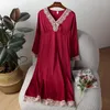 Vestido noturno de roupas de dormir feminino Mulheres sexy Sexy LOUCE V LACE LACE LAÇO LONGO DOMENCIAMENTO DOMENSE