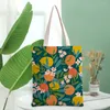 Sacs de rangement Sac à provisions pour dames Tous les fruits Feuilles vertes Sac à main Pliable Tissu réutilisable Shopper Fleurs Étudiant Toile Fourre-tout