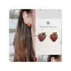 Stud Fashion Jewelry S925 Sier Needle Vintage Stberry Earring Diamond Rhinstone örhängen Drop Delivery Dhghl