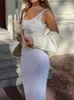 Rokken gooiende zomer gebreide lange vrouwen sexy vakantiefeestje strand caveup midi laten taille zien door wrap white maxi 230110