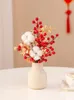 Flores decorativas Sala de estar Desktop Red Winterberry Ornamentos Ano Flower Artificial Fall Decorations Decores em casa