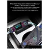 Bluetooth Car Kit Fm Transmitter Wireless Hands Aux Modator Mp3 Player Tf Dual Usb 21A Power On Off Display O Drop Delivery Mobil2532128