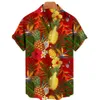 Casual shirts voor heren Hawaiiaanse fruitafdruk korte mouwen Panaspatroon Tops Fashion kleding Zomer losse shirt 230111